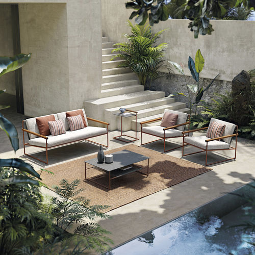 Couchtisch / minimalistisches Design - Pipe - Atmosphera - Sandstein / Gestell aus Aluminium / rechteckig