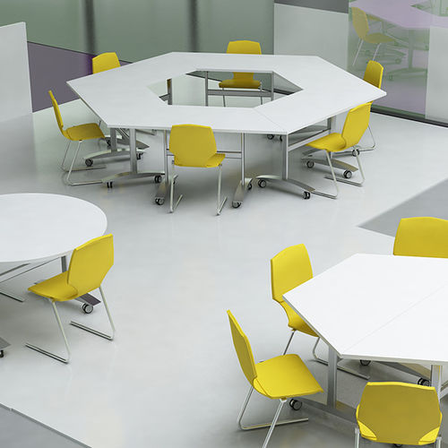 Moderner Arbeitstisch - FLIP TOP - Spaceoasis - Laminat / rechteckig / rund