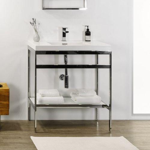 Waschbecken-Unterbau / Edelstahl - CONSOLE METRO - WETSTYLE - Glas