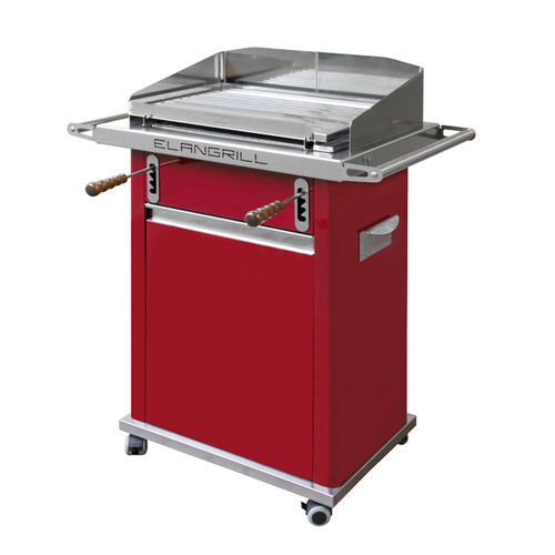 Holzkohle-Gartengrill - DIABLO VERSION - ELANGRILL - Holzpellets / für professionellen Einsatz / auf Rollen