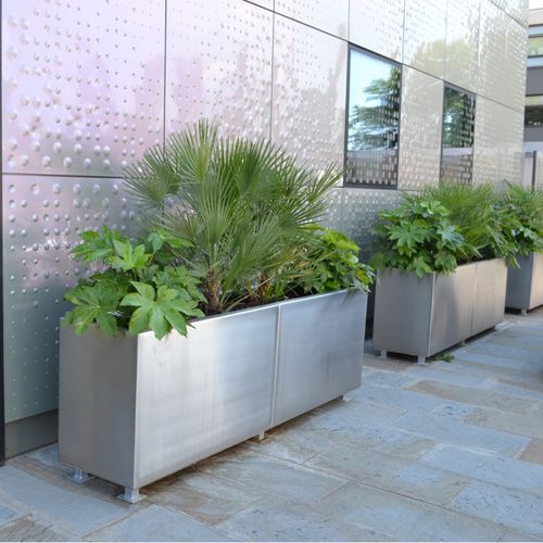 Edelstahl-Pflanzkübel - GRETTON - Street Design - Aluminium / rechteckig / modulierbar