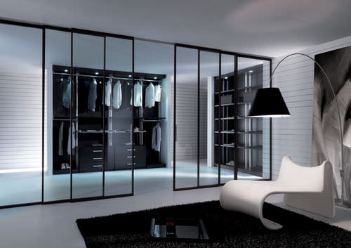 Tür für begehbaren Kleiderschrank / für Innenbereich - LUNA - Res Italia - Aluminium / Schiebe / Glas