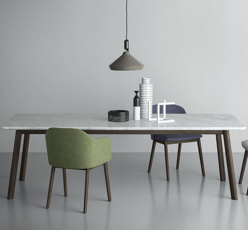 Moderner Tisch - GINGER - md house - Nussbaum / Esche / Marmor