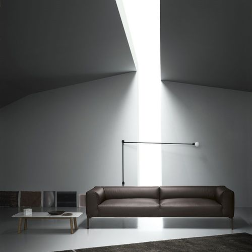 Modernes Sofa - MILES - md house - Stoff / Leder / braun