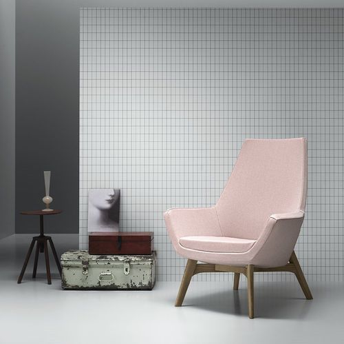 Moderner Sessel - DEMI UP/DOWN - md house - Stoff / Esche / rosa