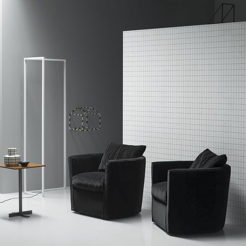 Moderner Sessel - MIA - md house - Samt / Leder / schwarz