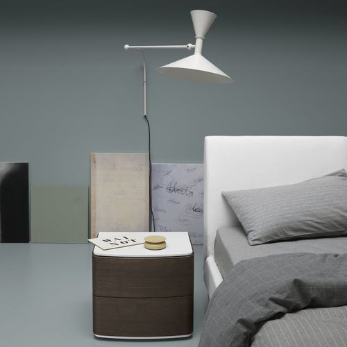 Moderner Nachttisch - ASTRID - md house - lackiertes Holz / Esche / rechteckig