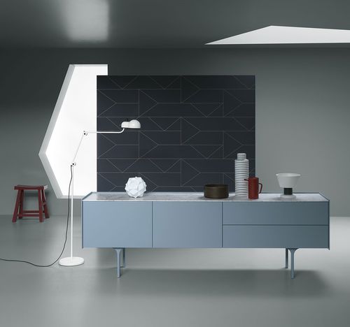 Modernes Sideboard - DAM - md house - lackiertes Holz / blau