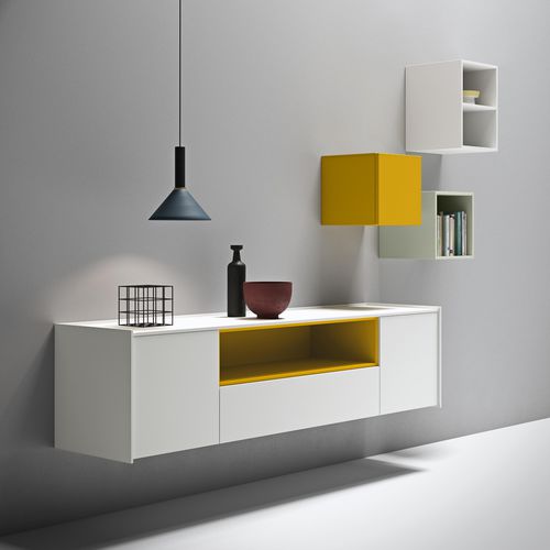 Wandmontiertes Sideboard - MAXIMA 03 - md house - modern / lackiertes Holz / weiß