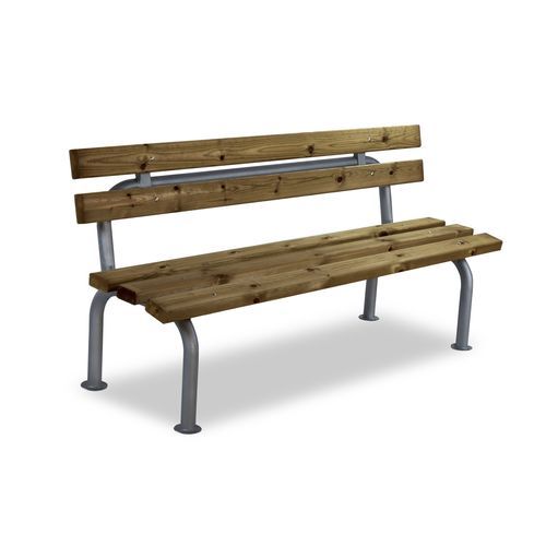 Moderne Bank für den öffentlichen Raum - GARDENIA - Calzolari - galvanisiertem Stahl / Kiefer / mit Rückenlehne
