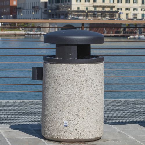Park-Abfallbehälter - H - Calzolari - galvanisiertem Stahl / Beton / vandalismussicher