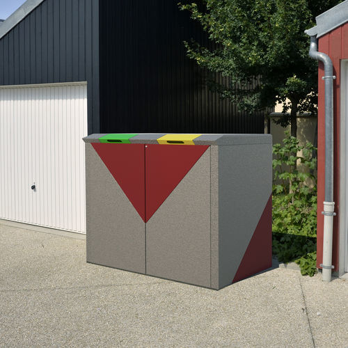 Mülltonnenbox für Privatgebrauch - YPSILON - ALOES RED - für professionellen Gebrauch / Blech / Beton