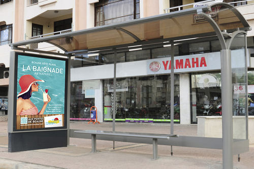 Hartglas-Buswartehalle - Anis B2 - ALOES RED - galvanisiertem Stahl / Aluminium / Blech