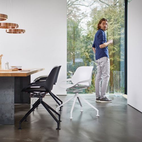 Moderner Stuhl - Aeris Numo mit Fu&szlig;kreuz - Aeris GmbH - für den Innenraum / Textilene / poliertes Aluminium