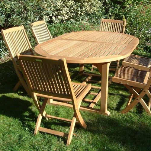 Moderner Tisch - BALTIMORE : CAL 240 - La Hutte - Teakholz / Gestell aus Teakholz / oval