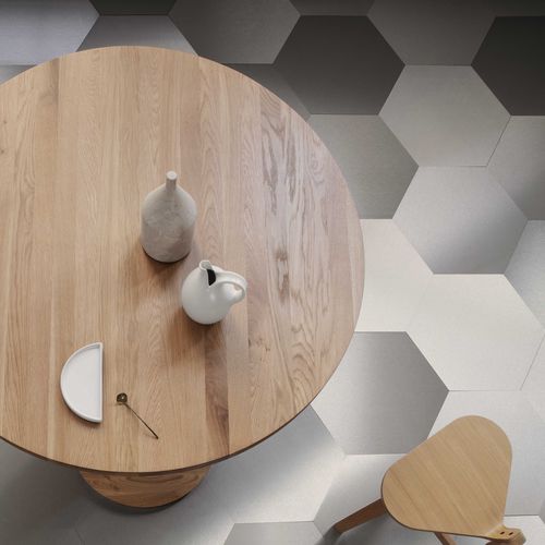 Sechseckige Fliese / Stahl - SILVERY COLLECTION - BRUSHED STEEL - Planium - Hochglanz / Mattfinish / für den Innenraum