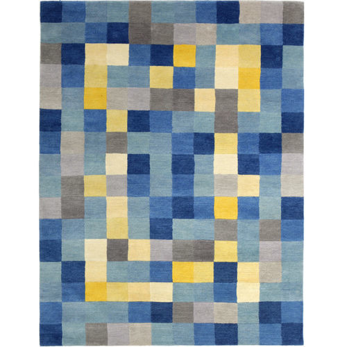 Moderner Teppich - Bauhaus  - DESIGNERCARPETS Drechsle - mit geometrischen Motiven / Karomuster / Wolle