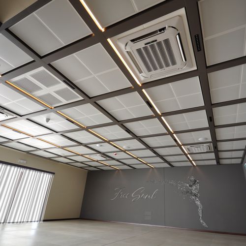 Aluminium-Zwischendecke - ENIGMA SYNCRO | COFFERED - Atena spa - Stahl / Platten / für den Innenraum