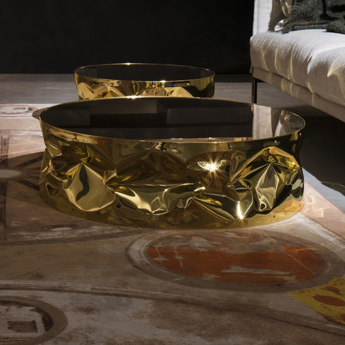 Couchtisch / originelles Design - TAB.ULONE - OPINION CIATTI - Kristall / Gestell aus Aluminium / rund
