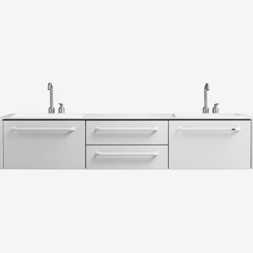 Doppelter Waschtisch-Unterschrank - VIPP983 - VIPP - wandmontiert / Edelstahl / Aluminium