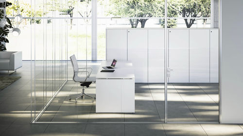 Bodenstehende Bürotrennwand - I-WALLSPACE - Fantoni - Glas / Aluminium