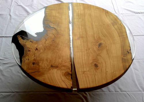 Moderner Couchtisch - LUNA - ANTICO TRENTINO DI LUCIO SRL - Kirschbaum / Harz / Gestell aus Metall