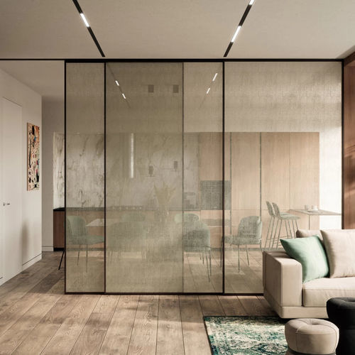 Schiebetrennwand - ARIA - ANAUNIA - modular / mobil / mit Glasfront