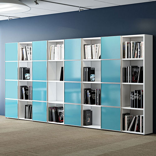 Modernes Bücherregal - CUBO  - Arcadia - für Büro / lackiertes Glas / Metall