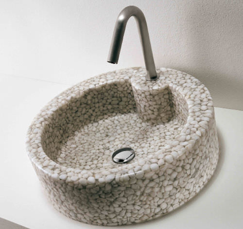 Aufsatzwaschbecken - BOBO - Effepimarmi - Riverstone® / rund / modern