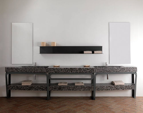 Aufsatzwaschbecken - WING - Effepimarmi - Riverstone® / mit verstellbarem Spiegel / rechteckig