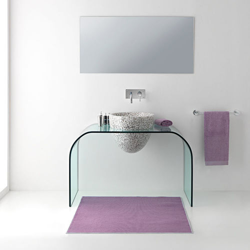 Aufsatzwaschbecken - STONE DROPS - Effepimarmi - Riverstone® / mit verstellbarem Spiegel / rund