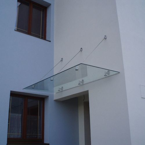 Vordach für Eingang - Pensiline - Colcom - Edelstahl / Glas / flach