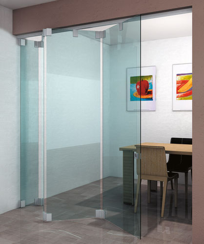 Falttrennwand - L-2500 SOFFIETTO CENTRAL - METALGLAS - mit Glasfront / für professionellen Einsatz / transparent