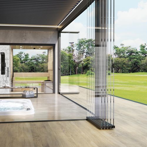 Aluminium-Schiebesystem - TUTTOVETRO FLOOR - Sunroom S.p.A. - Glastüren / wandmontiert / faltbar