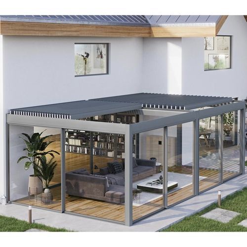 Bioklimatische Pergola - OSKURA UNICA - Sunroom S.p.A. - selbsttragend / extrudiertes Aluminium / mit orientierbaren Lamellen