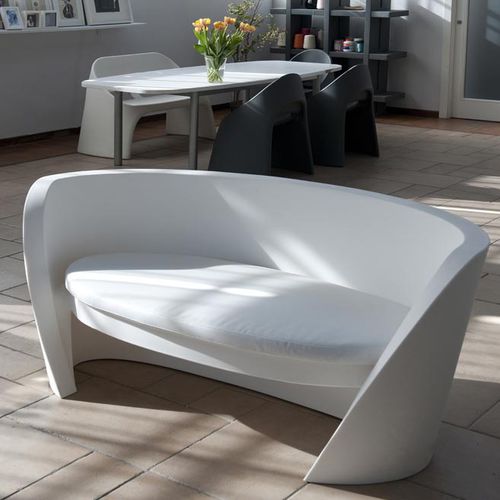 Modernes Sofa - RAP - SLIDE - für Garten / beleuchtet / weiß