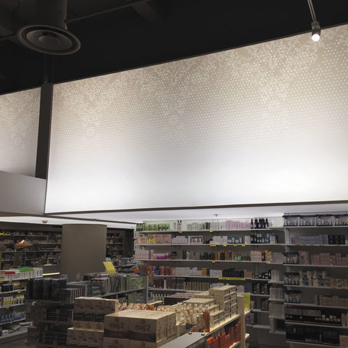 Spannwand mit Hintergrundbeleuchtung - ALYOS technology - wandmontiert / für Innenausbau / bedruckt