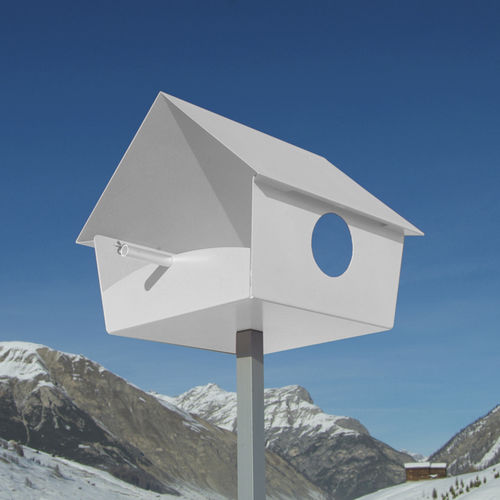 Vogelhäuschen / pulverbeschichteter Stahl - PIEP SHOW XXL - RADIUS DESIGN - Aluminium / bodenstehend