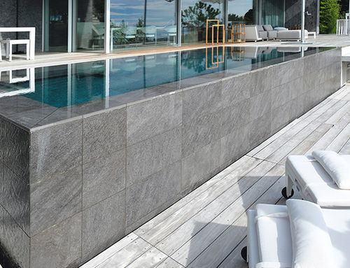 Überlaufschwimmbecken - PISCINE MIROIR CARRELAGE SEMI-ENTERREE SUISSE - PISCINES CARRE BLEU - maßgefertigt / für Außenbereich / teileingebaut