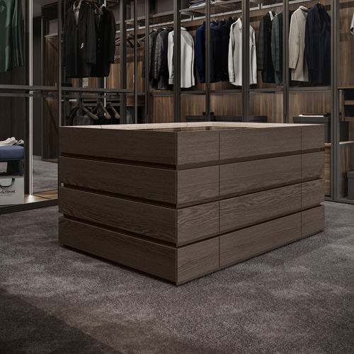 Moderne Kommode - ICON ISLAND - Olivieri - Holzfurnier / MDF / lackiertes Glas