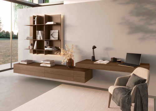 Wandmontierter Schreibtisch - CUBE 6 - Olivieri - modern / Eiche / gerade