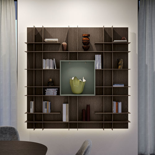 Wandmontiertes Bücherregal - MOVIDA 2.0 - Olivieri - modern / lackiertes Holz / Eiche
