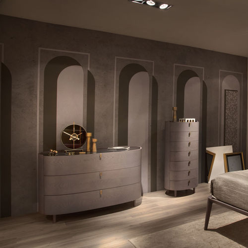 Moderne Kommode - KALE - Olivieri - Eiche / Glas / Marmor