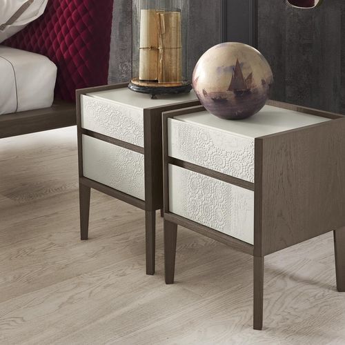 Moderner Nachttisch - ANDREA  - Olivieri - lackiertes Holz / Holzfurnier / Gestell aus lackiertem Holz