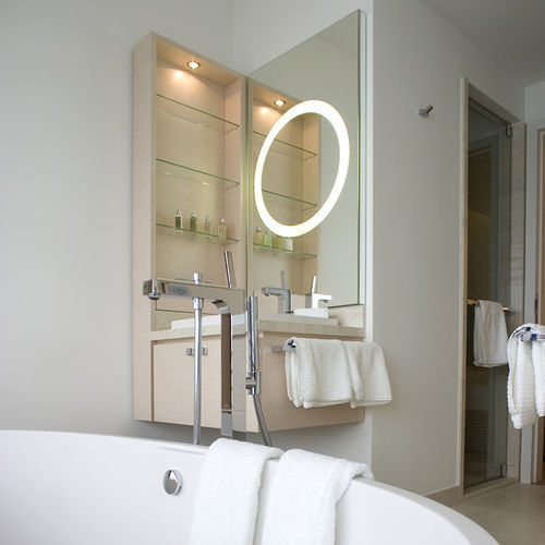 Wandmontierter Spiegel für Badezimmer - 65.721.00 - Baulmann Leuchten - modern / quadratisch / weiß