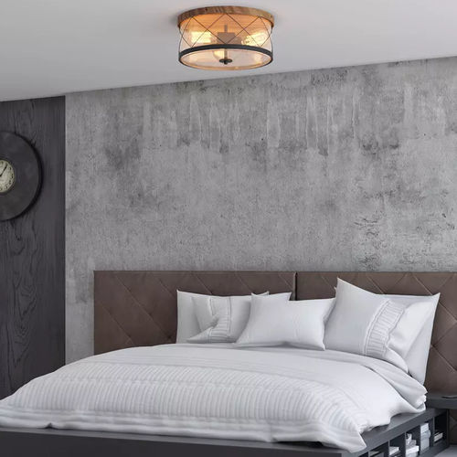 Moderne Deckenleuchte - GLENWILLOW - GE Lighting - rund / Metall / Holz