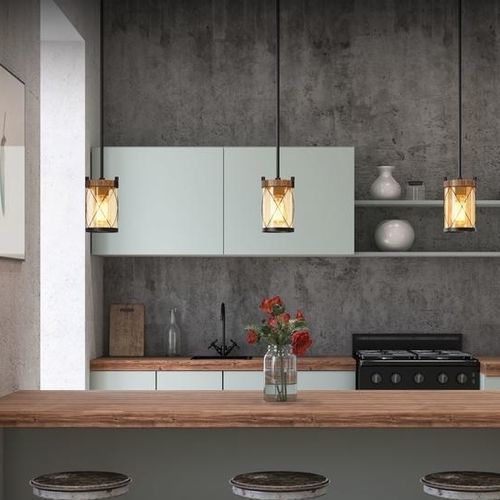 Hängelampe - GLENWILLOW - GE Lighting - Metall / Glas / Holz