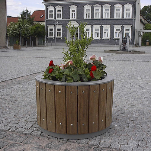 Holz-Pflanzkübel - PETRA    - LEIPZIGER LEUCHTEN - Edelstahl / rund / modern