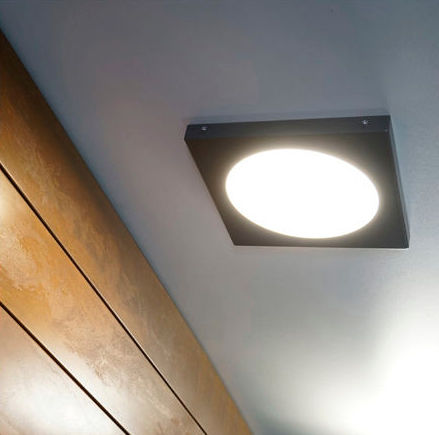 Moderne Deckenleuchte - ANGOLARE QR - LECCOR Leuchten GmbH - rund / quadratisch / Edelstahl