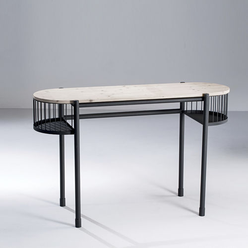 Moderner Konsolentisch - TORII - Siru Lighting - Massivholz / Gestell aus gestrichenem Metall / oval